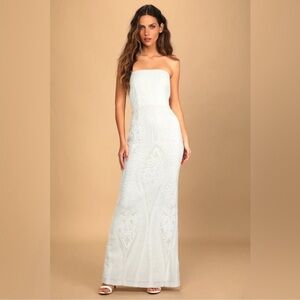 Lulus Bridal Magnificent Love White Sequin Strapless
Maxi Dress